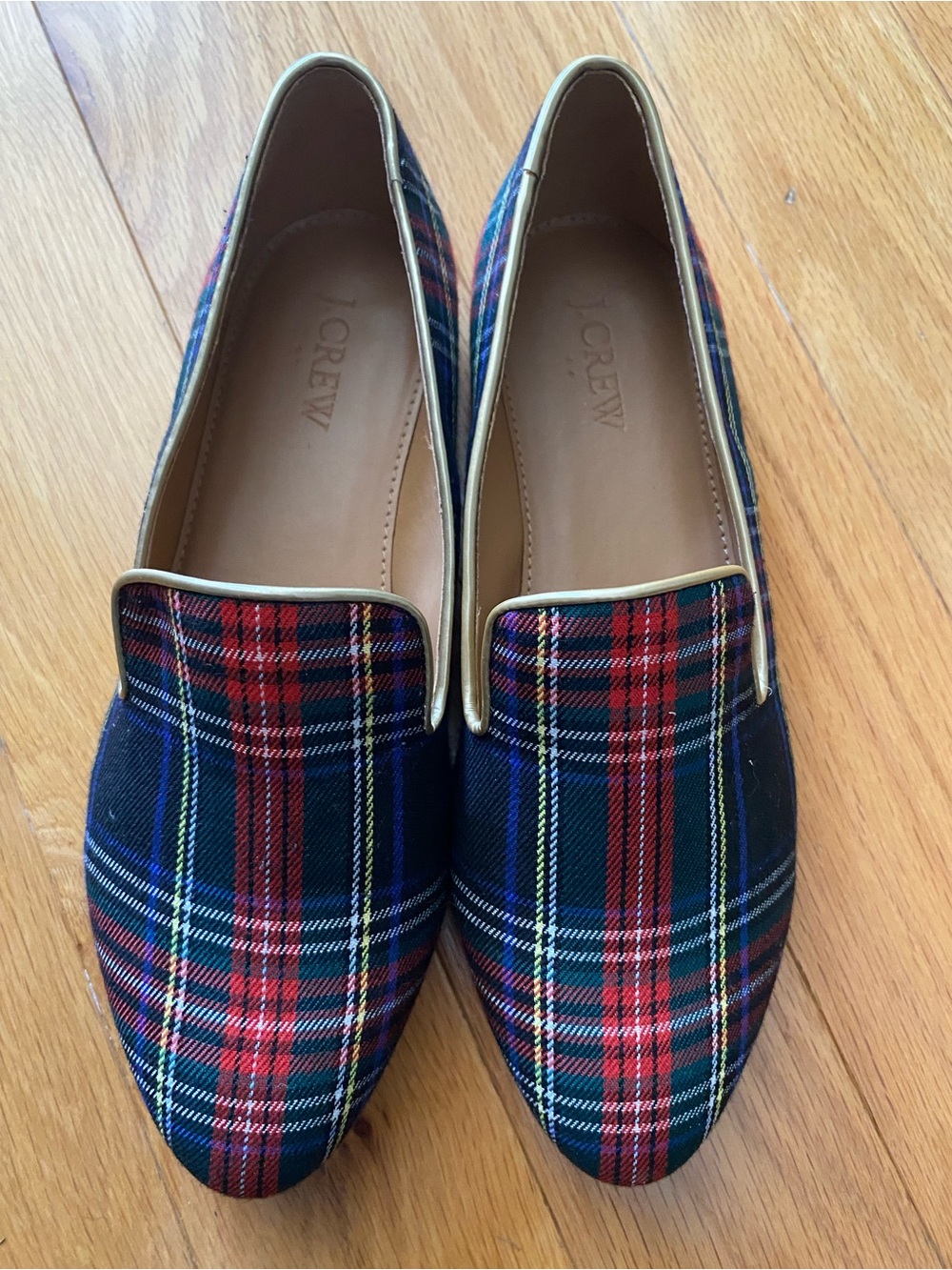 J. Crew Stewart Tartan Plaid Smoking Slippers - Size 7